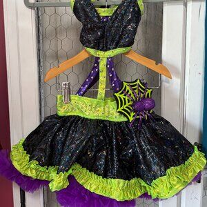 Custom Itsy Bitsy Dance Costume, Size 5/6, Purple, Neon Green, Black